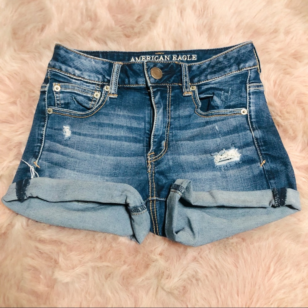 American Eagle Hi-Rise Shortie Jean Shorts
